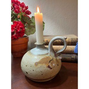 Vintage Chamberlain Pottery Clay OIL LAMP Candle Holder JUG Signed